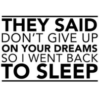 They said don't give up your dreams so I went back to sleep. funny t-shirt