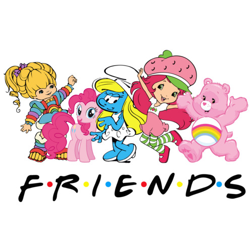 80's Friends T Shirt XL Gadget Strawberry Shortcake Smurfet Care Bear  Rainbow