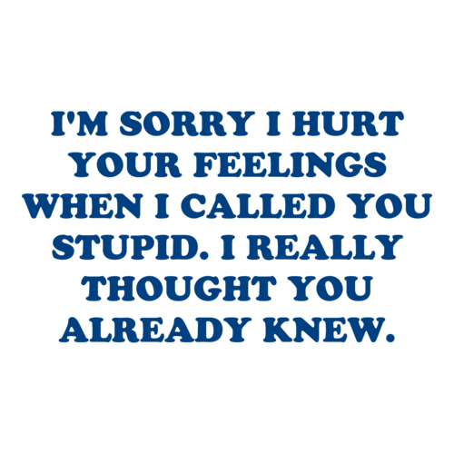 I M Sorry I Hurt Your Feelings When I Called You Stupid I Really Thought You Already Knew Shirt