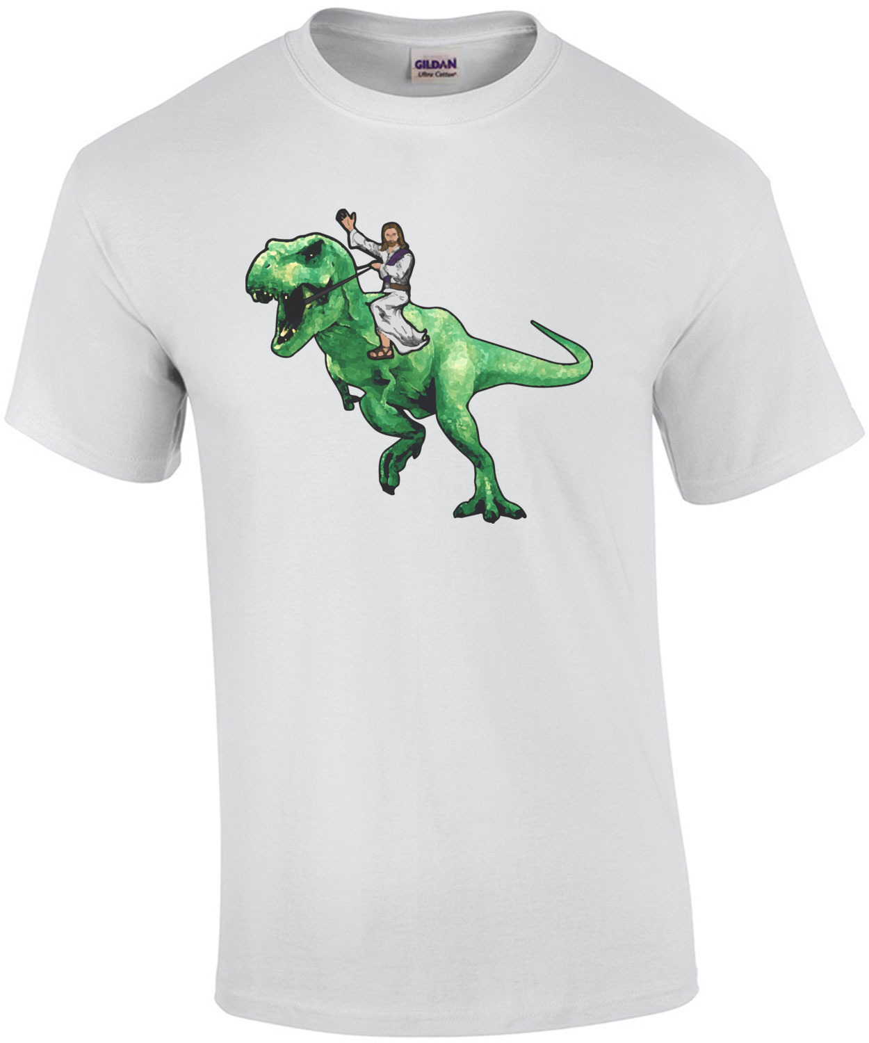 jesus riding a dinosaur t-shirt shirt