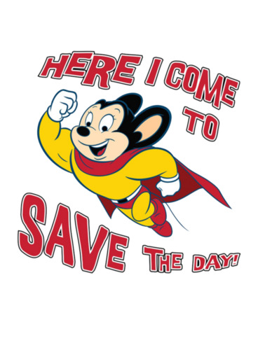 Here I come to save the day!' Eaton likes Mighty Mouse look